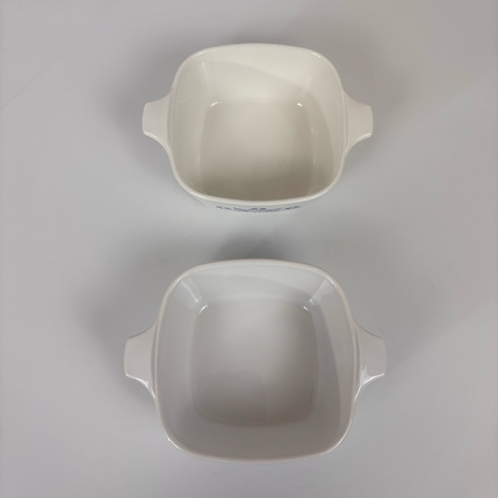 Vintage 2-Piece Corningware Petite Casserole Dish Blue Cornflower White 2-3/4 C - Picture 2 of 8
